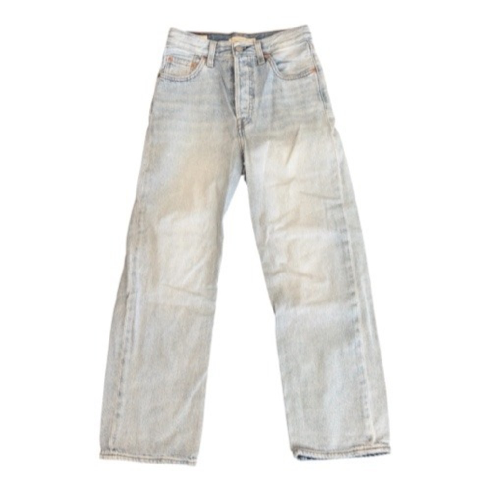 Vintage Levis Premium Ribcage Straight Ankle Jeans Light Wash 25 Button Fly